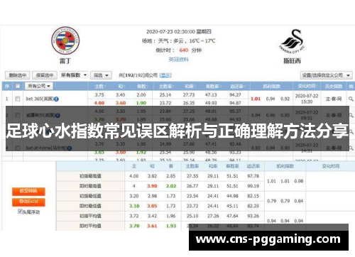 足球心水指数常见误区解析与正确理解方法分享